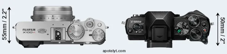 Compare X100VI versus E-M10 III top
