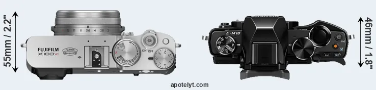 Compare X100VI versus E-M10 top
