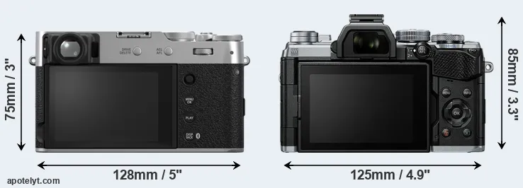 Comparison X100VI or E-M5 III rear