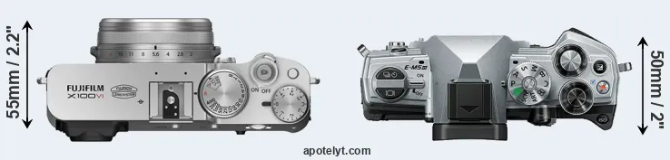 Compare X100VI versus E-M5 III top
