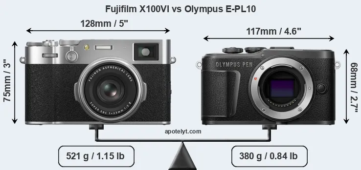 Size Fujifilm X100VI vs Olympus E-PL10