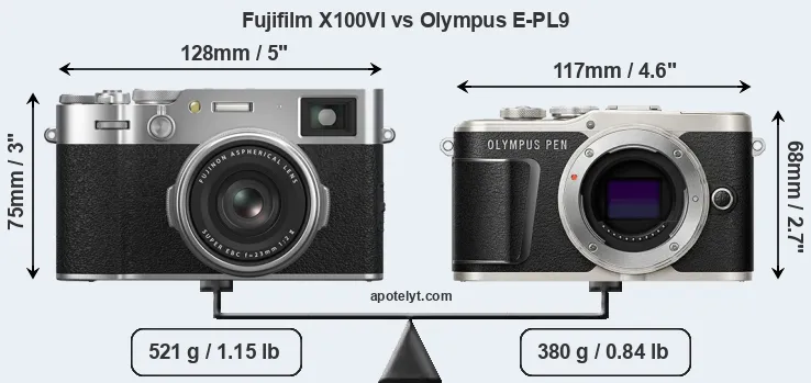 Size Fujifilm X100VI vs Olympus E-PL9