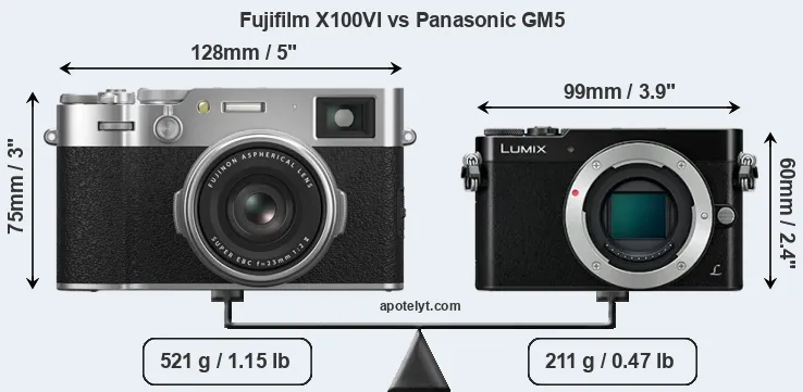Size Fujifilm X100VI vs Panasonic GM5
