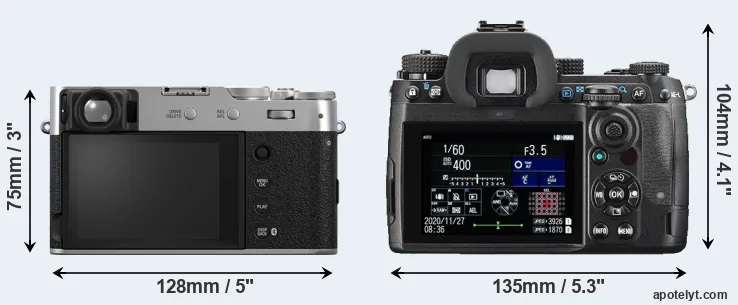 Comparison X100VI or K-3 III rear