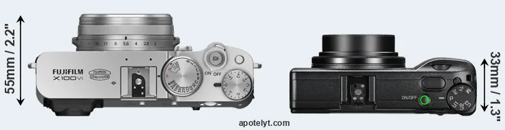 Compare X100VI versus GR III top