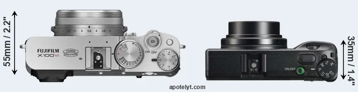 Compare X100VI versus GR IIIx top