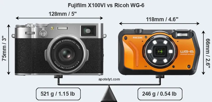 Size Fujifilm X100VI vs Ricoh WG-6
