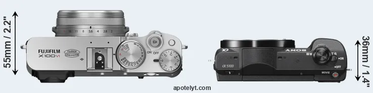 Compare X100VI versus A5100 top