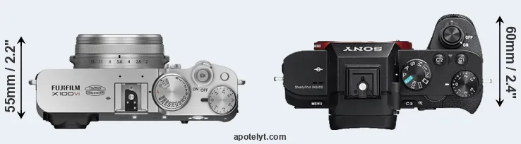 Compare X100VI versus A7 II top