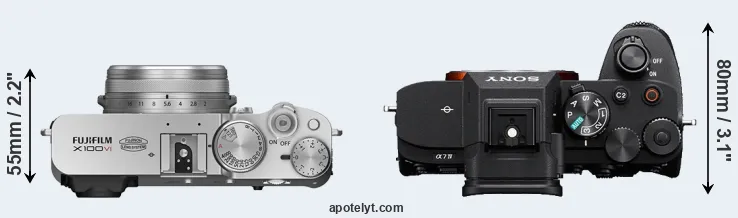 Compare X100VI versus A7 IV top
