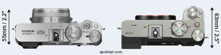 Compare X100VI versus A7C II top