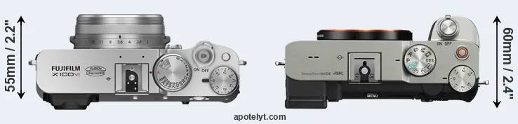 Compare X100VI versus A7C top