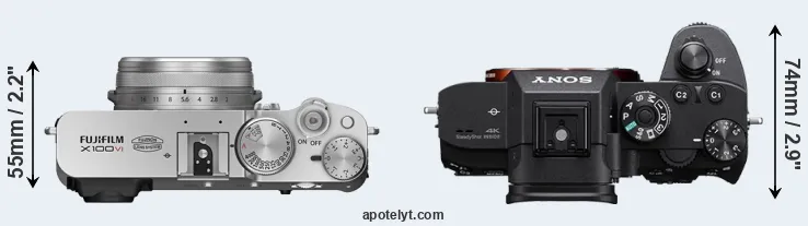 Compare X100VI versus A7R III top