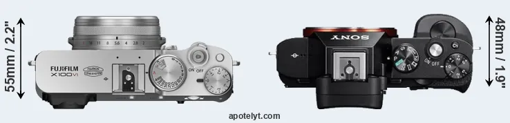 Compare X100VI versus A7R top
