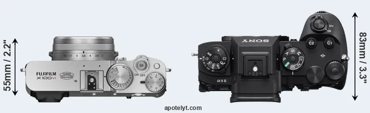 Compare X100VI versus A9 III top