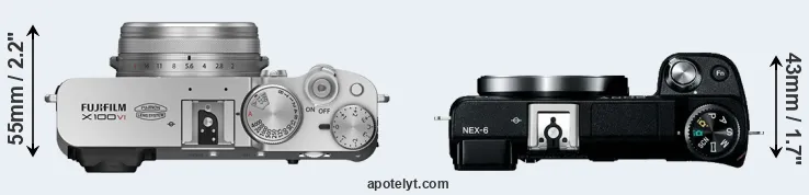 Compare X100VI versus NEX-6 top