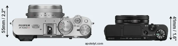 Compare X100VI versus RX100 V top