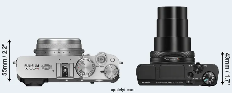 Compare X100VI versus RX100 VII top