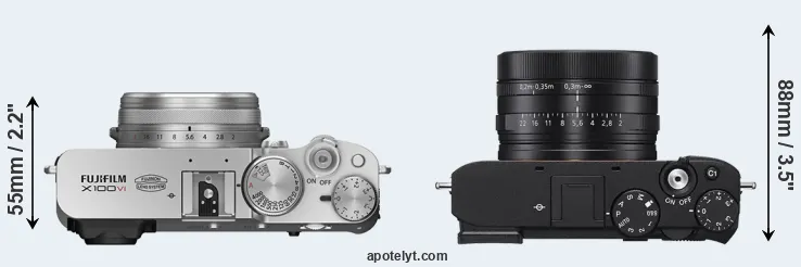 Compare X100VI versus RX1R III top