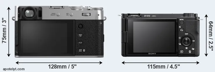 Comparison X100VI or ZV-E10 rear