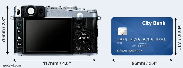 X20 and credit card rear side