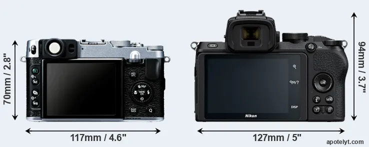 Comparison X20 or Z50 rear