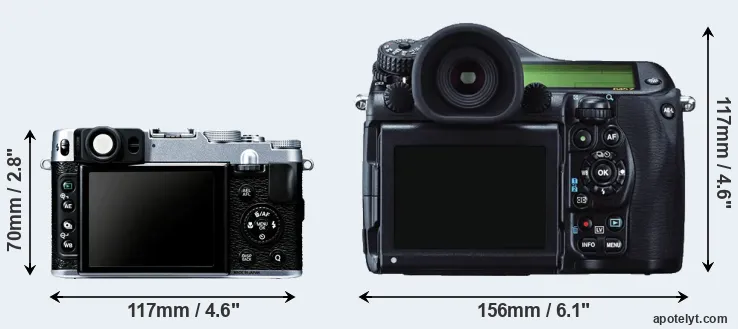 Comparison X20 or 645Z rear