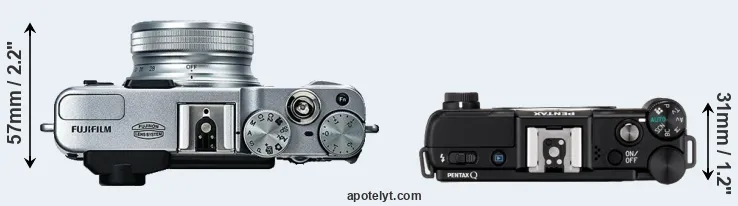 Compare X20 versus Pentax Q top