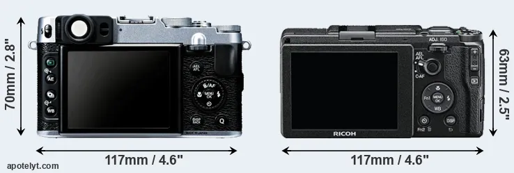 Comparison X20 or GR II rear