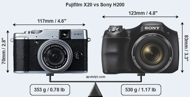 Size Fujifilm X20 vs Sony H200