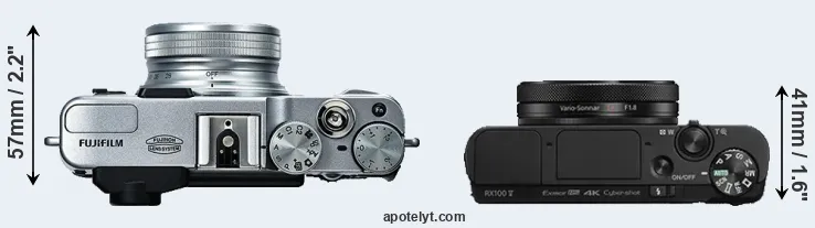 Compare X20 versus RX100 V top