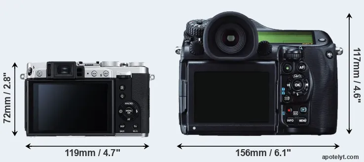 Comparison X30 or 645Z rear