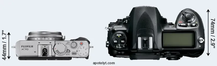 Compare X70 versus D200 top