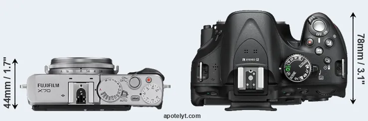 Compare X70 versus D5200 top