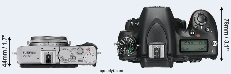 Compare X70 versus D750 top