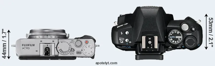 Compare X70 versus E-420 top