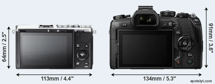 Comparison X70 or E-M1 II rear