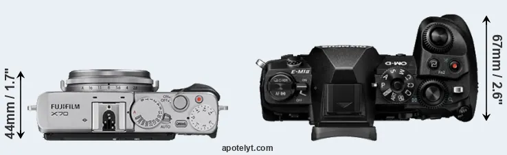 Compare X70 versus E-M1 II top