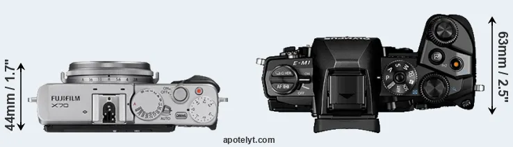Compare X70 versus E-M1 top