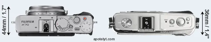 Compare X70 versus E-P1 top