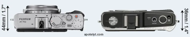 Compare X70 versus E-P2 top