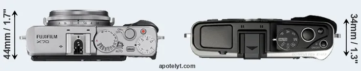 Compare X70 versus E-P3 top