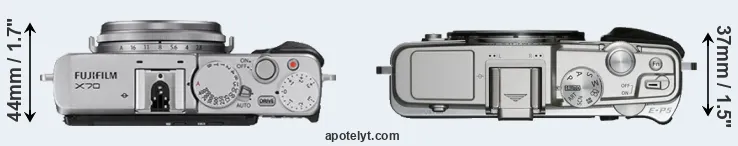 Compare X70 versus E-P5 top
