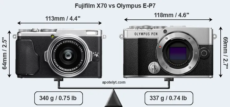 Size Fujifilm X70 vs Olympus E-P7