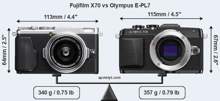 Size Fujifilm X70 vs Olympus E-PL7