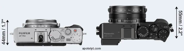 Compare X70 versus LX100 top