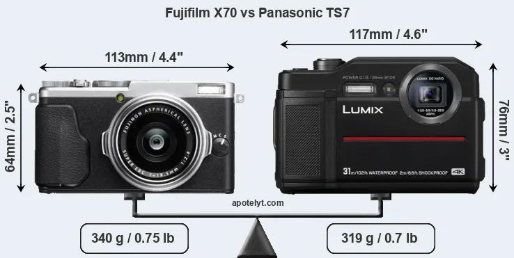 Size Fujifilm X70 vs Panasonic TS7