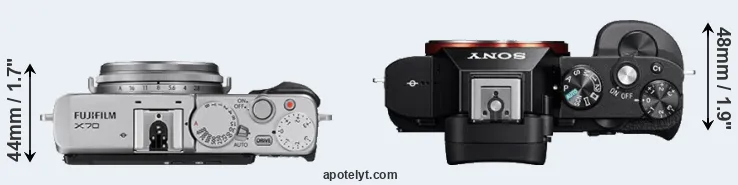 Compare X70 versus A7R top