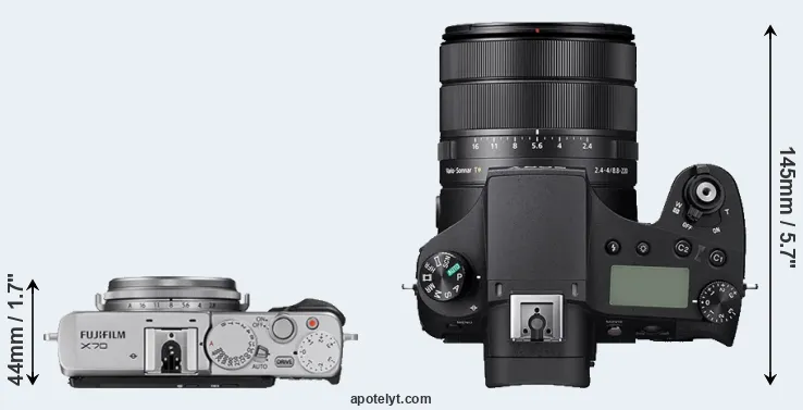 Compare X70 versus RX10 IV top