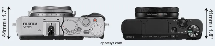 Compare X70 versus RX100 V top